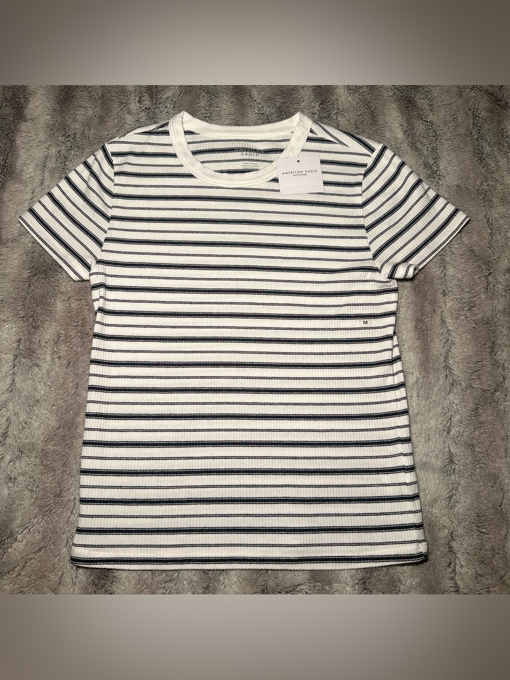 BRAND NEW women’s medium American Eagle white and black striped t-shirt